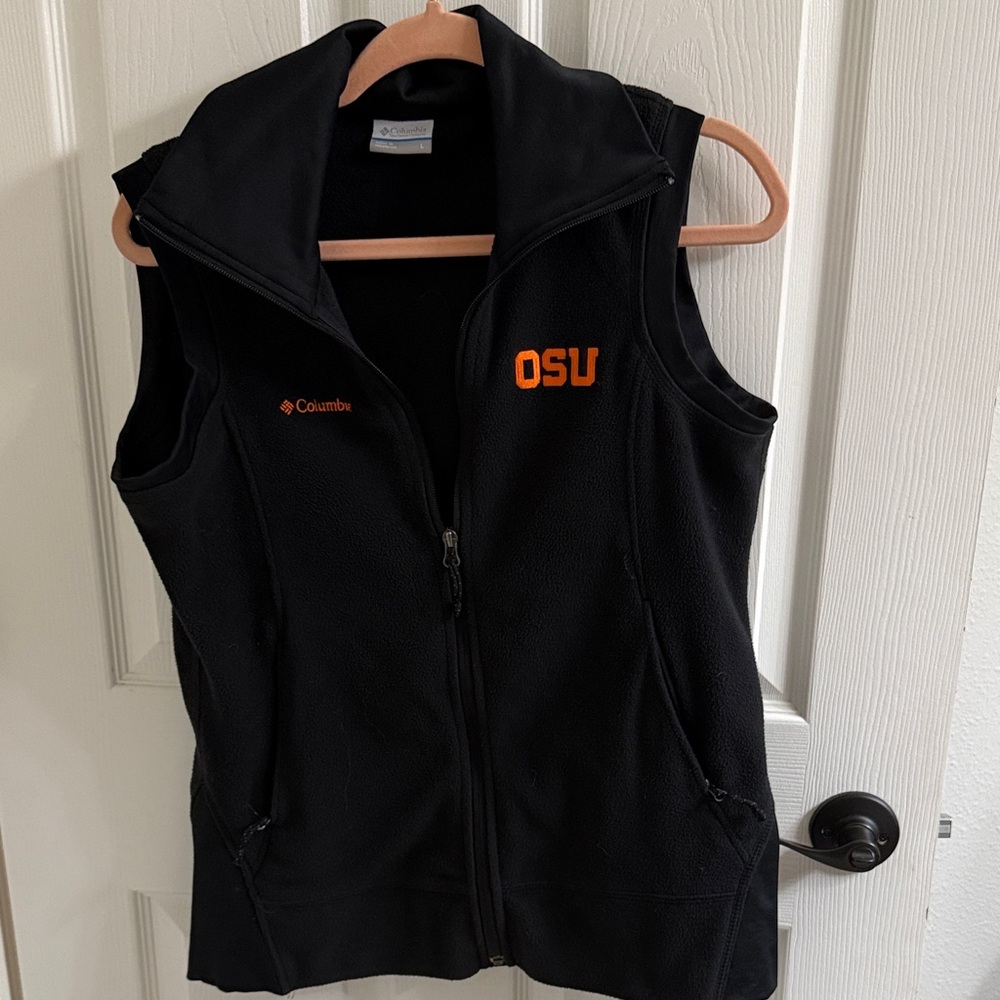 Columbia Black Vest with Orange OSU Logo